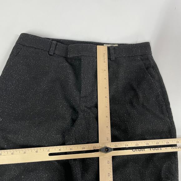 Club Monaco Pants Womens Size 2 Black Betia Textured Cuffed Hem Trouser Wool - Picture 7 of 11